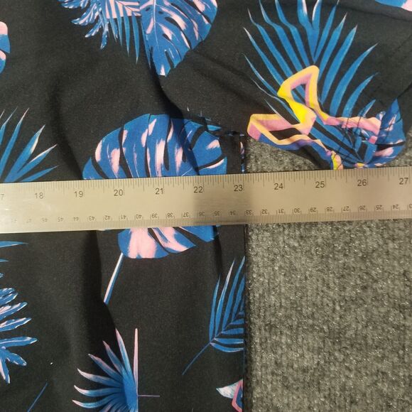 Dutch Bros Men Button Up Shirt X-Large Blue Leaf Print Hawaiian Short Sleeve - Picture 6 of 8